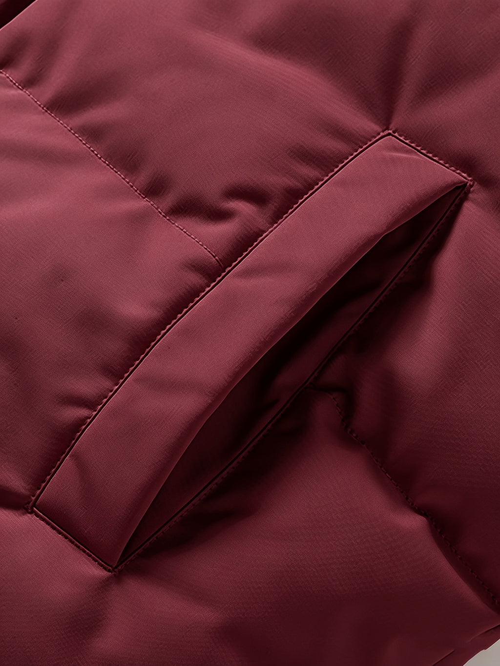 Men'S Stand-Collar Jacket Winter Loose Thick Warm Coat, Easy Casual Zippered Jacket - Burgundy