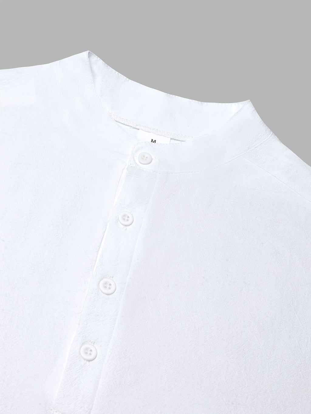 Men'S Spring Autumn New Thin Half-Button Stand Collar Linen T-Shirt Casual All-Match Athletic Trendy Fashion Commuting Fitness Thin Comfortable Loose Long Sleeve T-Shirt - White