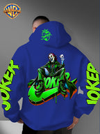 Warner Bros. American Trendy and Cool Hook, Hisley Jay Joker, JOKER Splashed Ink Graffiti Print Hooded Sweatshirt, with Adjustable Drawstring, Comfortable and Warm, Fashionable and Versatile Men's Casual Sweatshirt - Blue