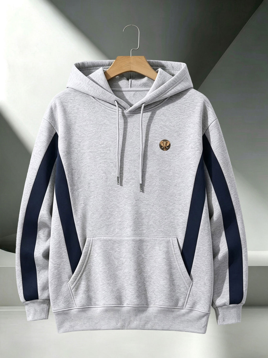 4pcs 2026 Autumn/Winter Men's Streetwear Casual Pullover Hoodie with Contrast Color Lines, Diagonal Cut, Long Sleeves, Skin-Friendly, Warm, Drawstring, Large Pocket Sweatshirt - Gray+grey+grey+grey