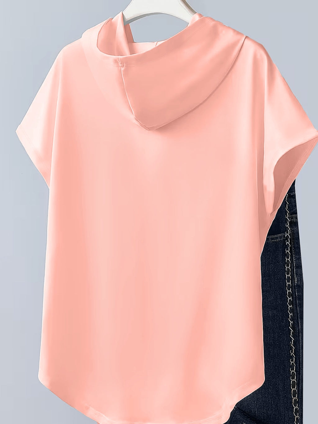 1pc Women's Y2K Hooded Short Sleeve T-Shirt - Soft Loose Fit Blouse Top with Hood, Machine Washable Suitable for Gym, Casual & Casual Attire, - Layering Piece, Non- Basic Wardrobe Essential - Pink Color