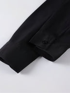 Men'S Long Sleeve Lapel Solid Color Shirt, Fashionable Non-Iron Easy Care Commuter Top, Classic Versatile Style - Black
