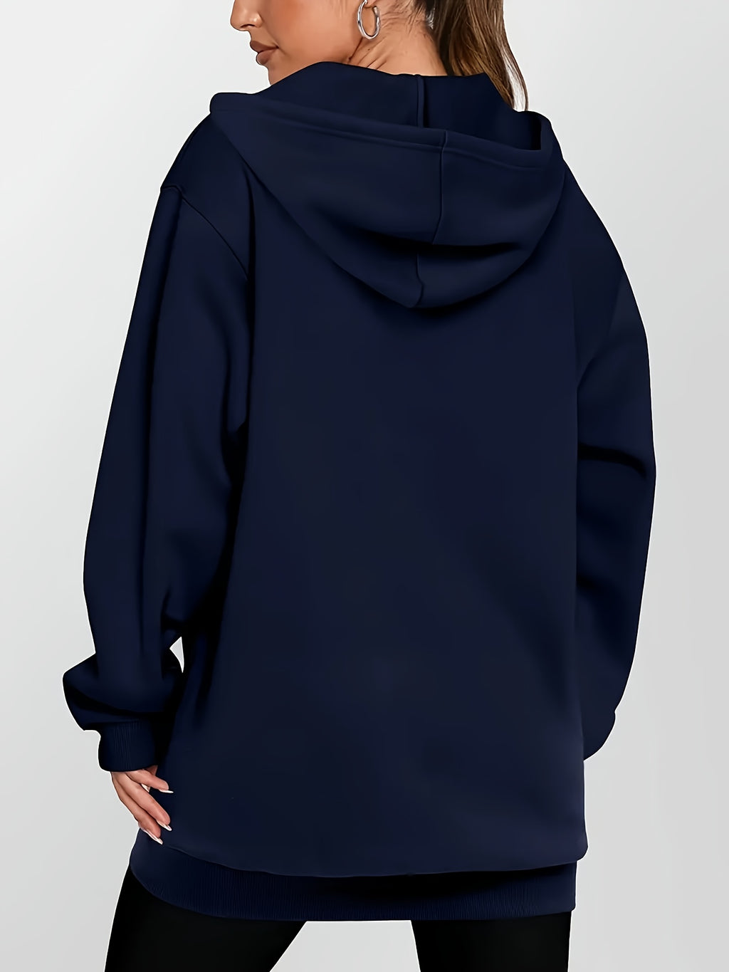 Women's Fashion Zip-Up Hoodie - Navy Color
