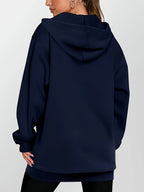 Women's Fashion Zip-Up Hoodie - Navy Color