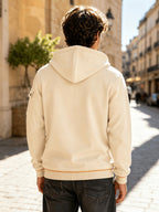 Men's Full Zip Hoodie, Contrast Color Hooded Sweatshirt with Cargo Pockets, Casual, Comfortable, Versatile Fall Winter Jacket - Apricot