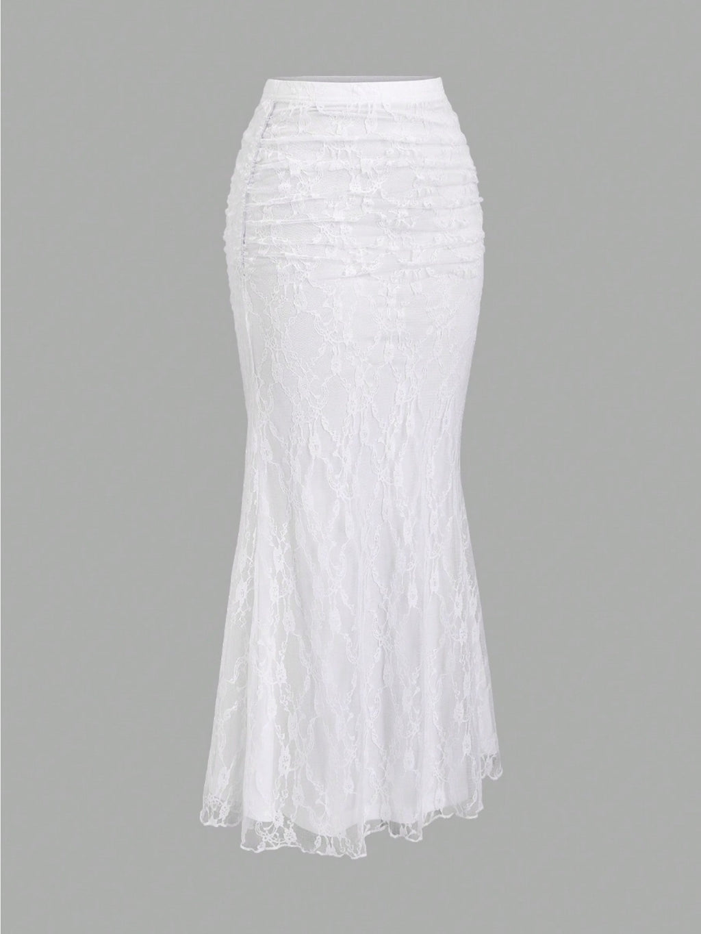 French-Style High-End Lace Mermaid Skirt for Women, Slim-Fit Commuter Daily Long Skirt - White
