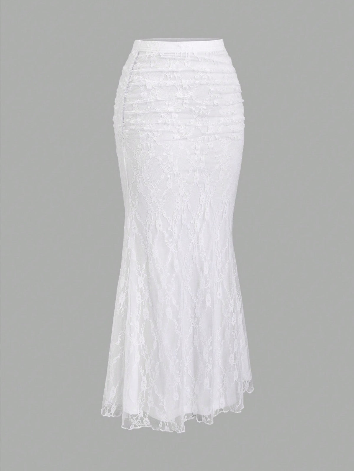 French-Style High-End Lace Mermaid Skirt for Women, Slim-Fit Commuter Daily Long Skirt - White