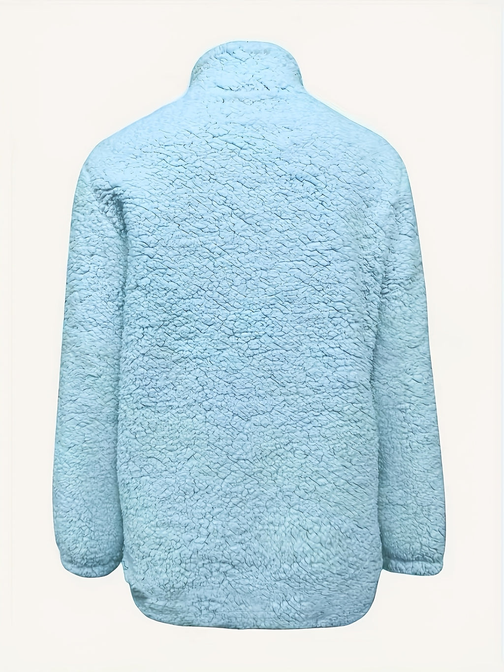 Women'S Faux Small Stand Collar Thick Jacket Coat - Sky Blue