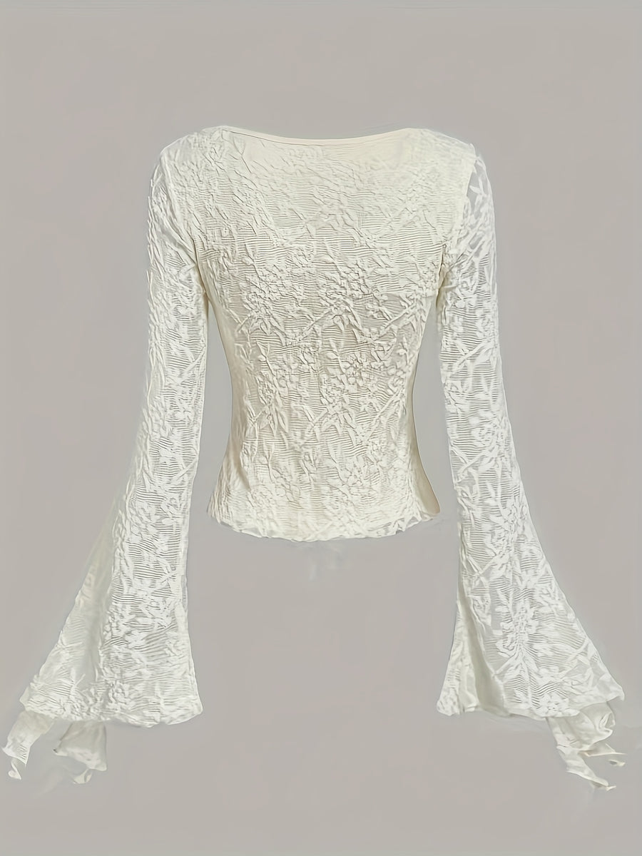 Romantic Elegant Front Tie Shirt, Cute Women'S T-Shirt, Princess Top For, Going Out Top - Apricot