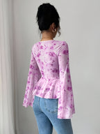 Women'S Fashion Casual Printed Top - Purple