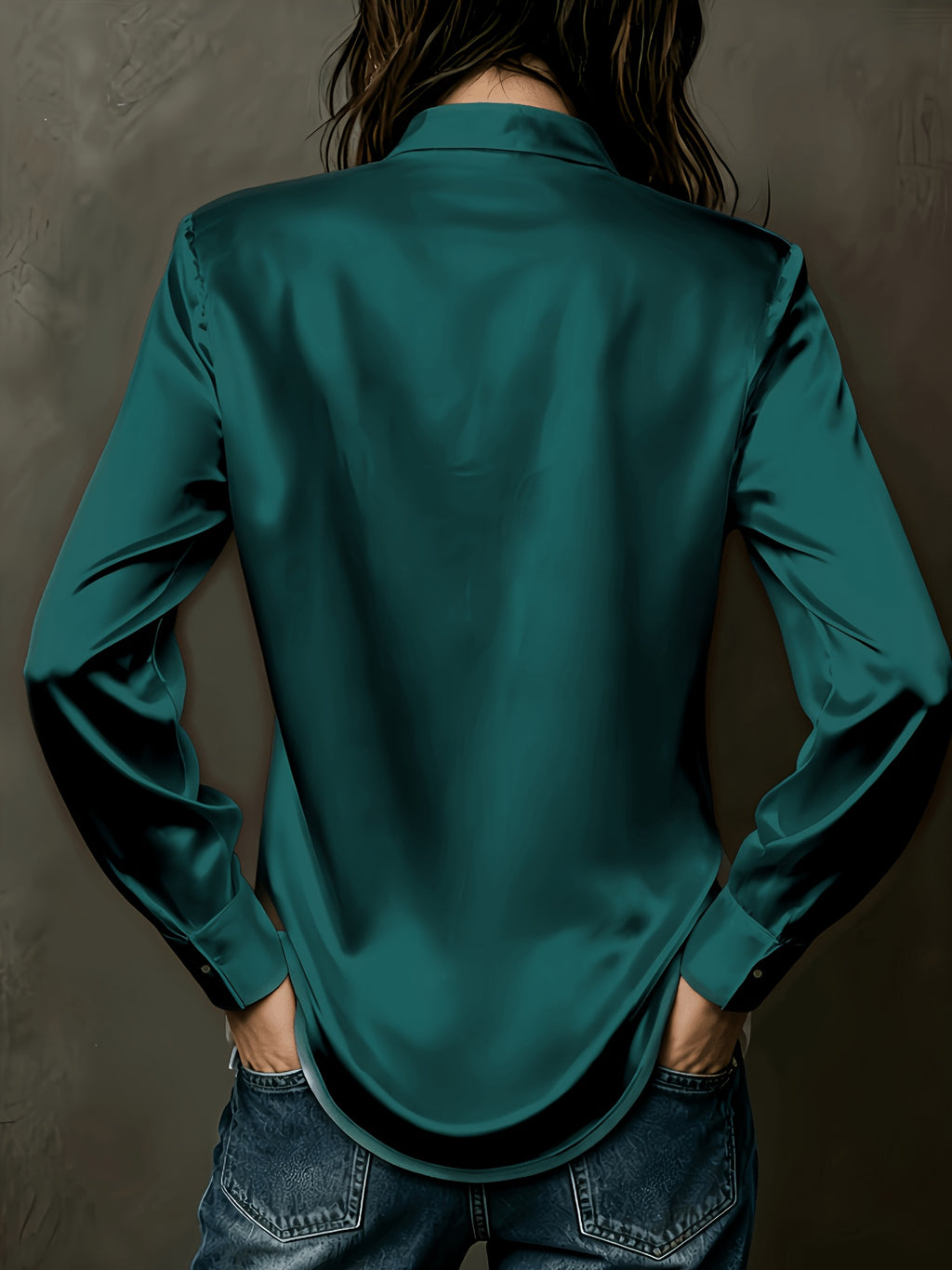 Women's All-Season Commuter Satin Shirt - Peacock Blue