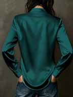 Women's All-Season Commuter Satin Shirt - Peacock Blue