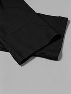 Minimalist American Street Style Vector Pattern Print Button-Up Long Sleeve Hooded T-Shirt, Slim Fit Flattering Casual Hot Base Layer Top, Fashionable Long Sleeve, Buttoned Long Sleeve, Suitable for and Outings, Comfortable Long Sleeve - Black