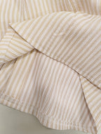 Men'S Striped Shirt with Letter Print, Breathable Striped Summer Shirt, Stand-Up Collar Design Suitable for Beach Outings And Casual Leisure, Beach Shirt, Outdoor Casual, Soft Texture, Vacation Wear - Khaki