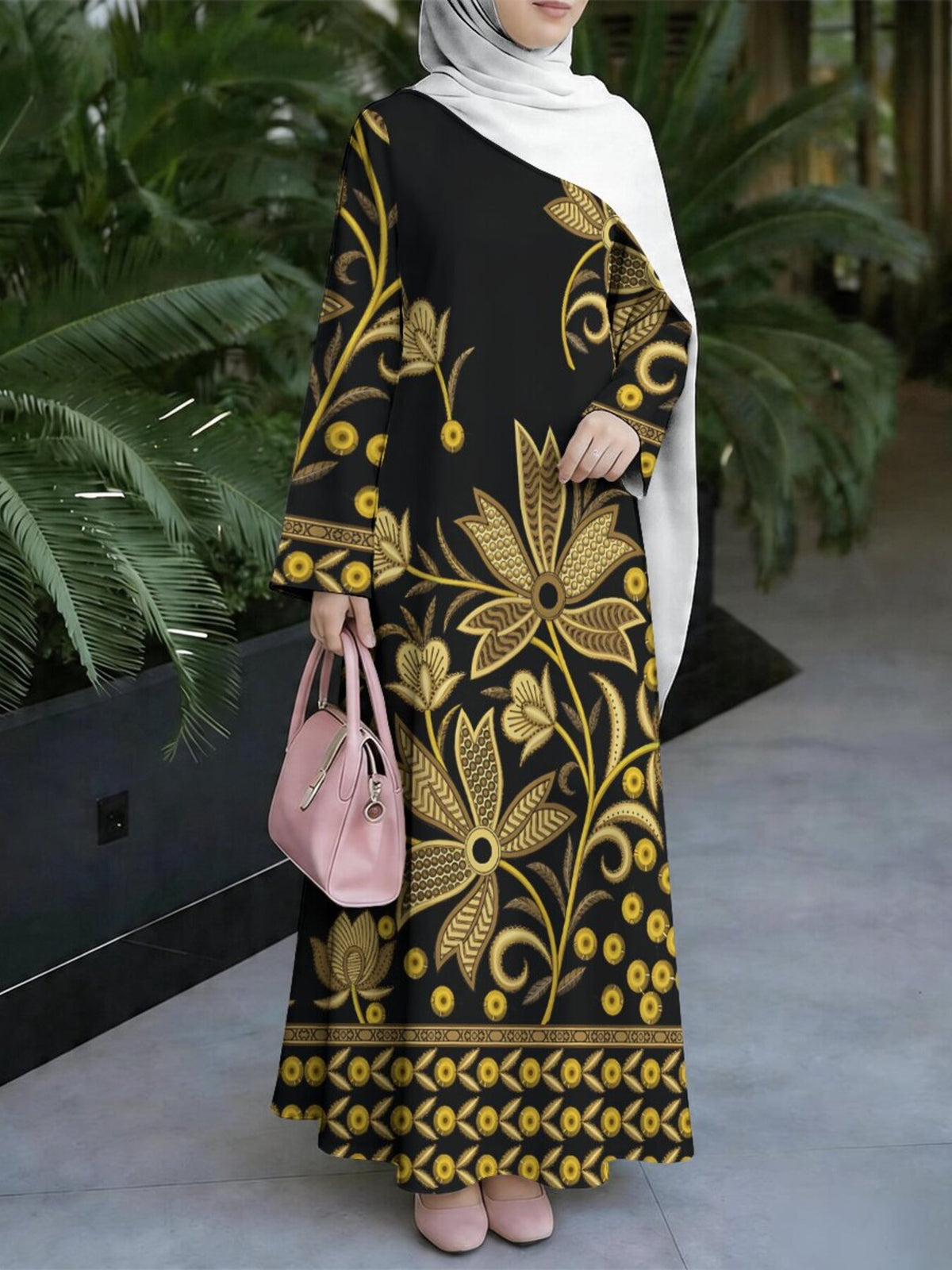 Women'S Middle Eastern Style Muslim Elegant Robe Dress, Suitable for Malaysian Dress, Middle Eastern Dubai Retro Ethnic Style Long Dress, Loose Hip-Covering Cut, Suitable for Banquets, Prayer, Visiting Friends, Structured Non- Craft - Mixed colors