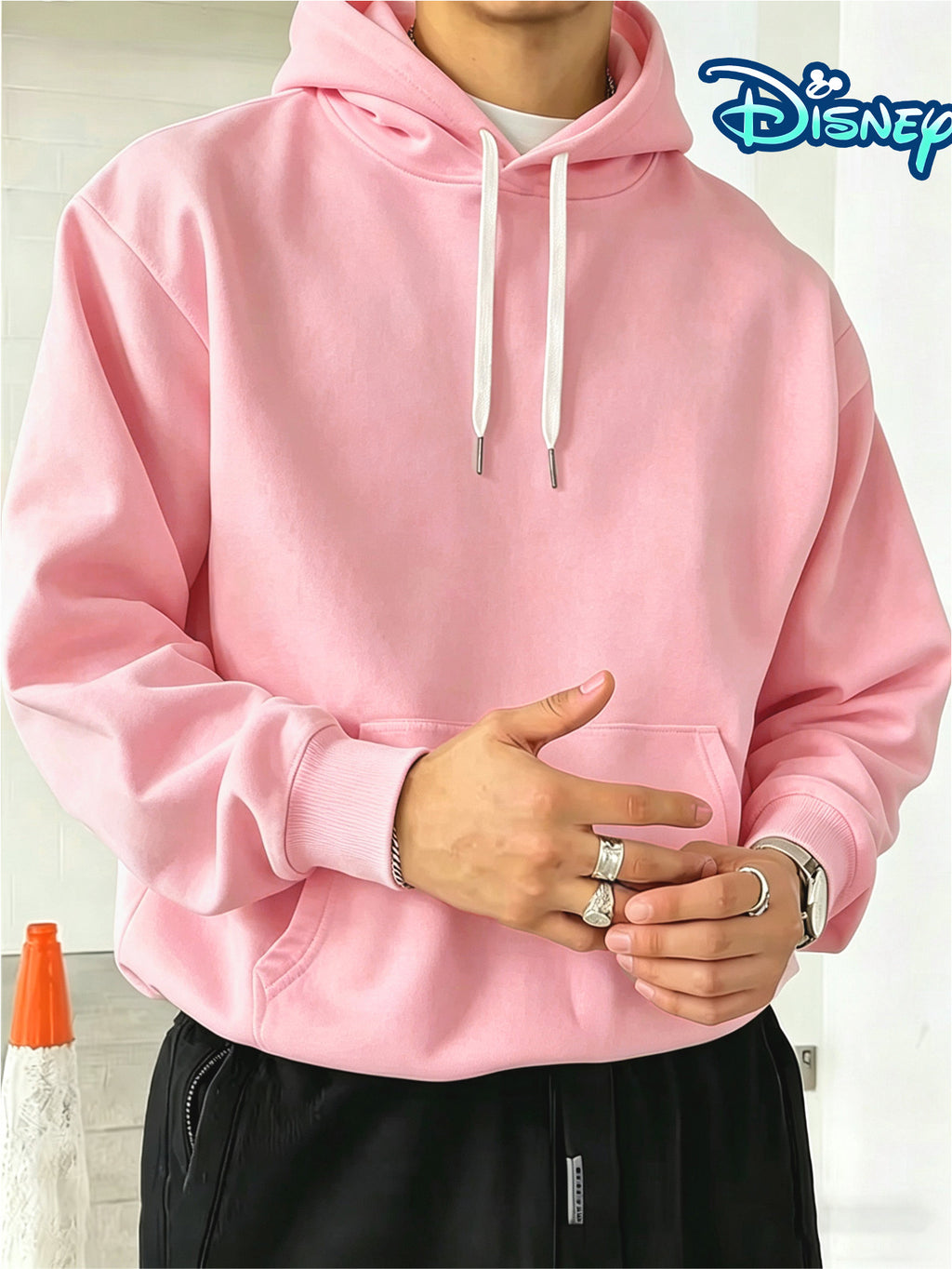 Disney Authorization, Multi-color Hooded Sweater in Fashion Trend, Christmas Night Horror Jack Skull Pattern Printing, Fall Winter Men Loose Long-sleeved Hoodie, Best Choice for Couples, Street Tide Brand Must-wear for Daily Outing - Pink Color