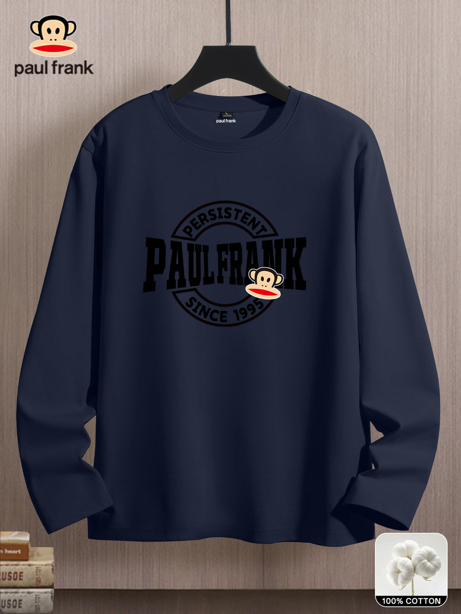 Mùshān Snow Selected Paul Frank Pure Breathable Spring And Autumn Men'S Long Sleeve T-Shirt - Navy