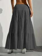 Elegant Style 2025 Western Cross-Border Women'S New Solid Color Half Skirt with Tie-Back Flared Skirt Loose Half Skirt Women - Dark Gray