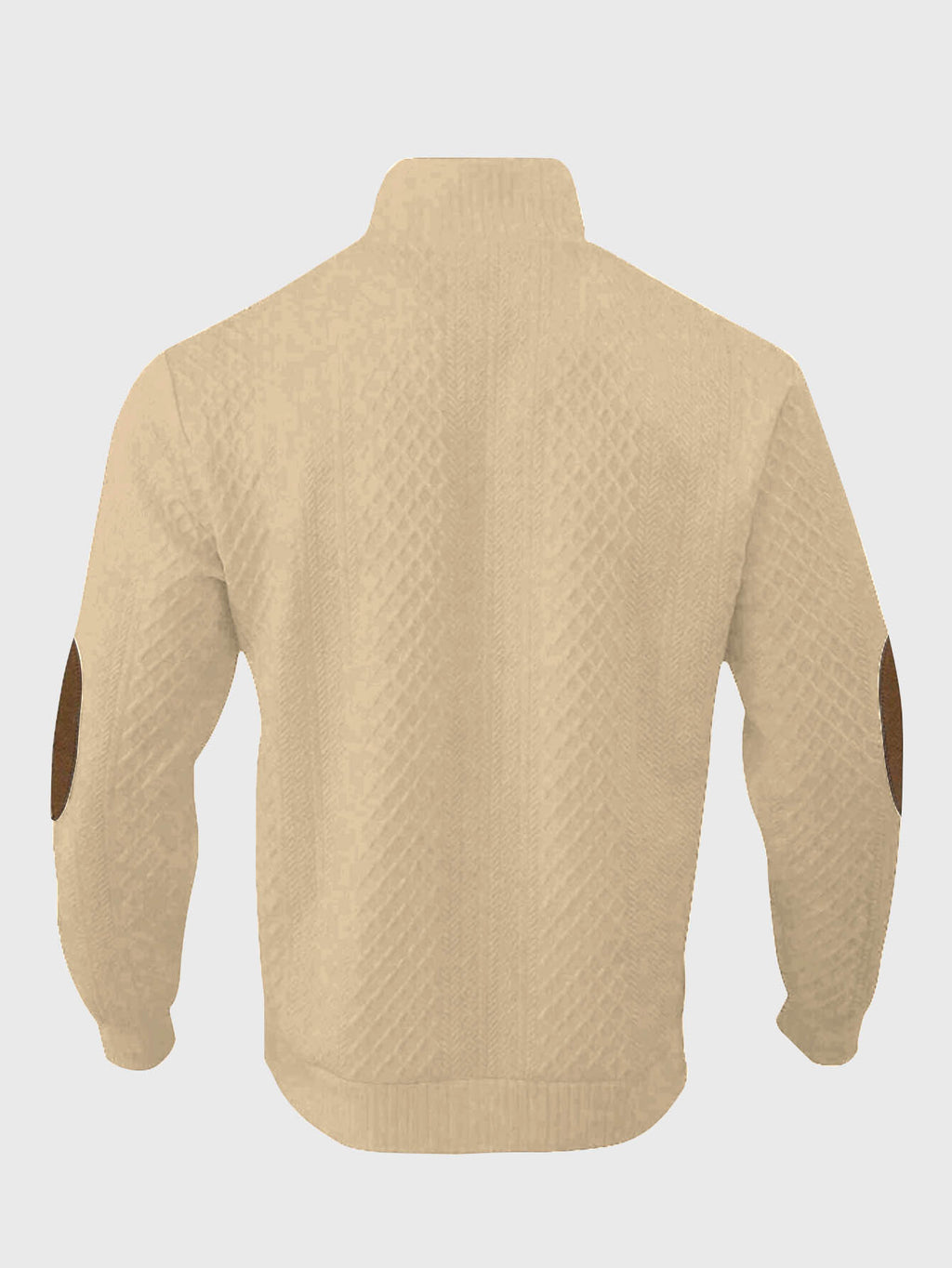 1pc Men'S Stand-Up Collar Jacquard Knit Henley Shirt, Mature Retro Mock Neck Pullover Polo, Random Texture Color-Block Neckline Jacquard Patchwork Design, Suitable for Outdoor Casual Sports Wear, Can Be Used As a Men'S Birthday Gift - Apricot