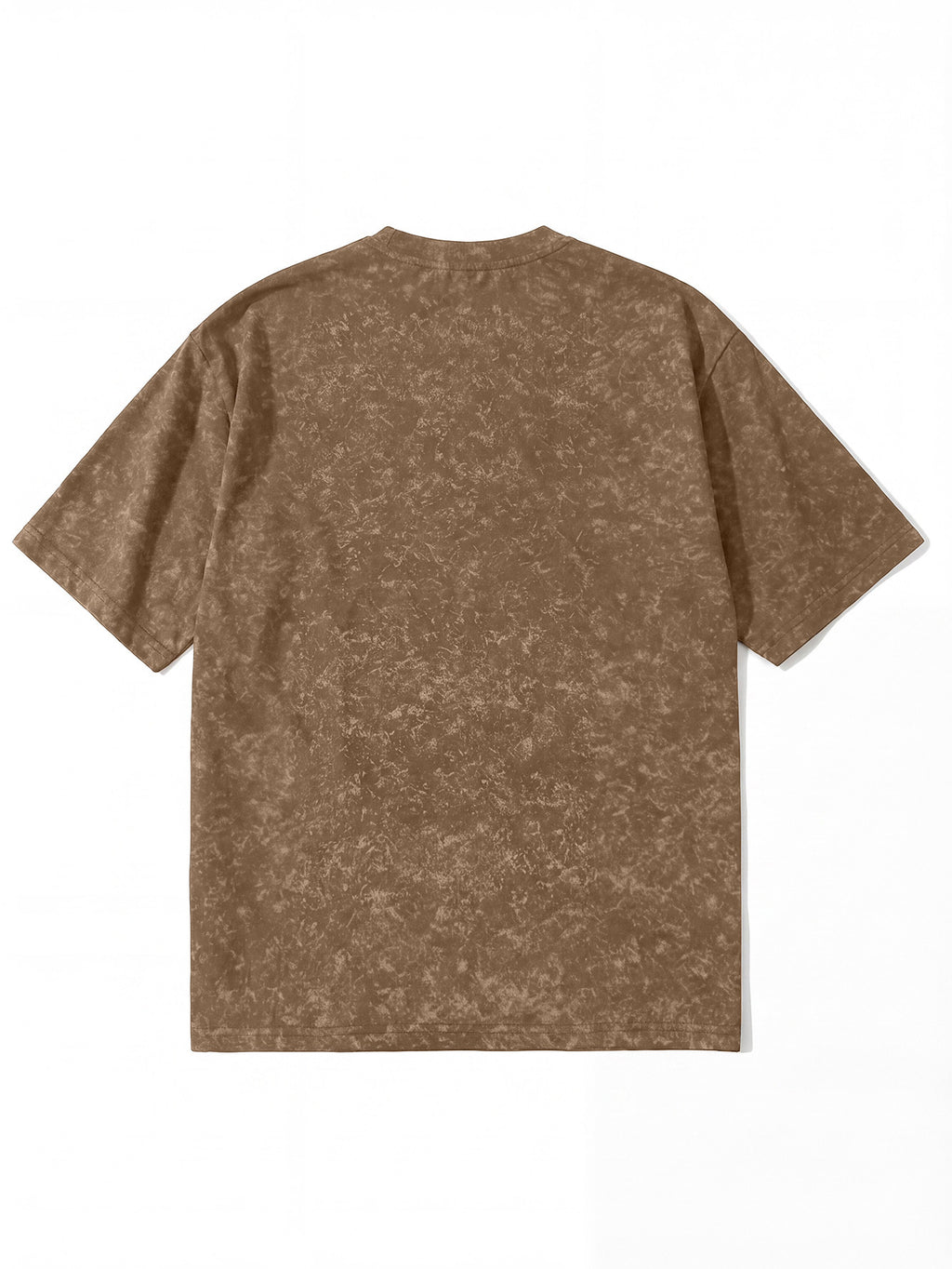 Men's Distressed Short Sleeve T-Shirt - High Street Style Summer Casual Round Neck Tee with Geometric Patterns, Suitable for Layering & Casual Attire, Machine Washable Non- Blouse-Compatible for Brand Retailers - Coffee Brown