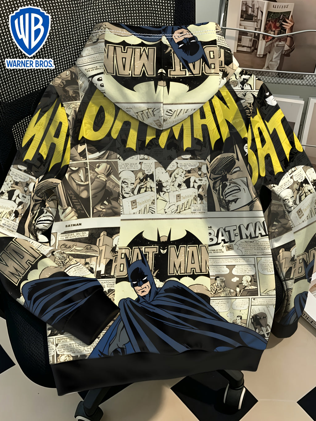 Warner Bros. Warner Bros Batman Vintage Comic Print Men's Hoodie Trendy Casual Pullover Top Halloween Gift Christmas Gift - Mixed colors