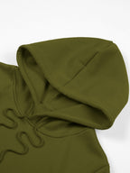 HUGG Embrace Minimalist Vertical Letter Artsy Men'S Hooded Sweatshirt Front And Back Double-Sided Print Pattern Casual Hoodie Daily Wear Comfortable Versatile Suitable for Outdoor Sports Fitness Casual Wear - Military Green