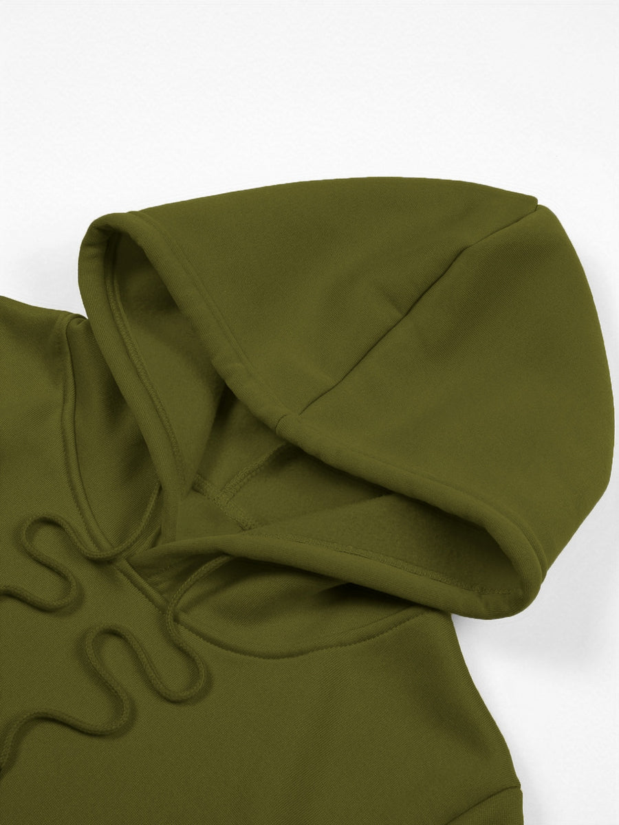 HUGG Embrace Minimalist Vertical Letter Artsy Men'S Hooded Sweatshirt Front And Back Double-Sided Print Pattern Casual Hoodie Daily Wear Comfortable Versatile Suitable for Outdoor Sports Fitness Casual Wear - Military Green