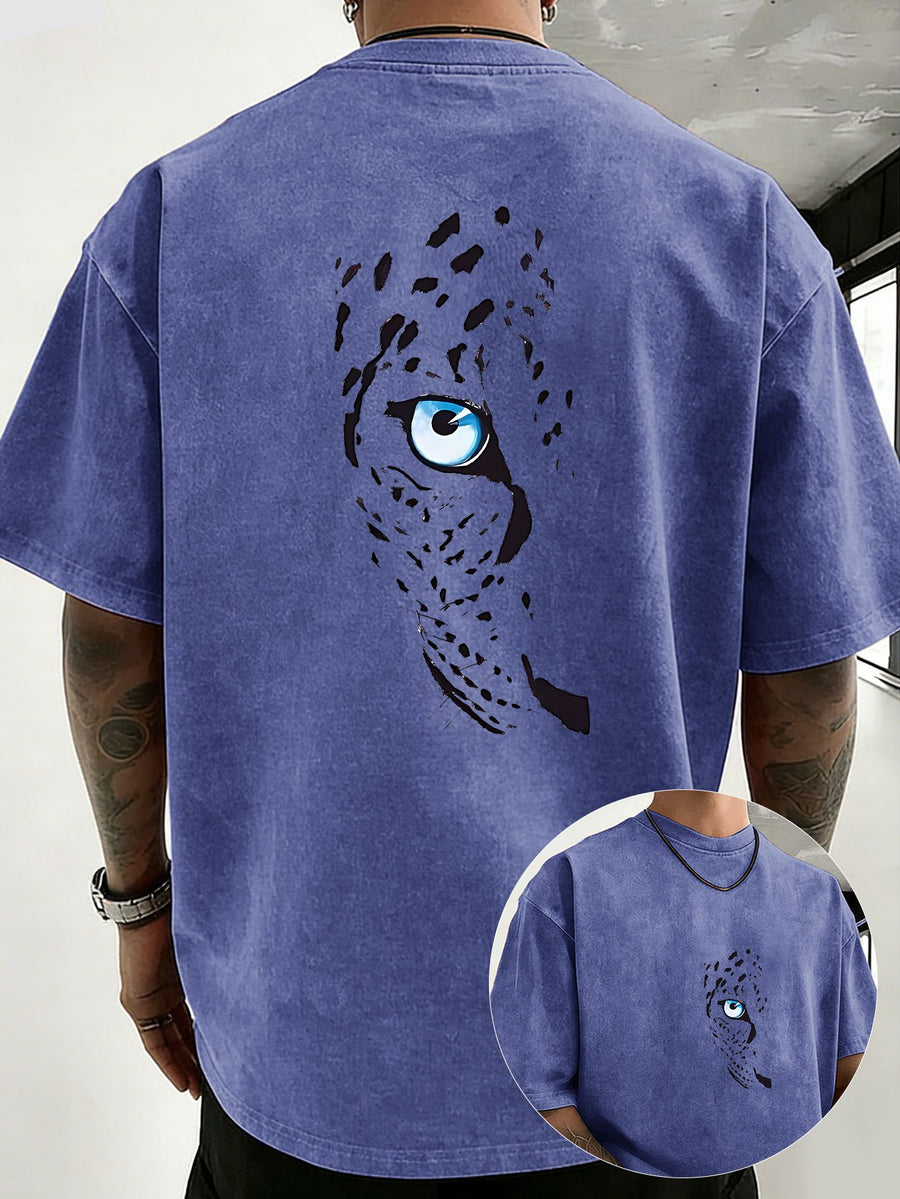 2026 New Unisex T-Shirt, Washed Pure Cotton with Distressed Texture, Double-Sided Print, Breathable and Sweat-Absorbent, Loose Fit for Outdoor Fitness and Sports, Trendy Short Sleeve - Royal Blue