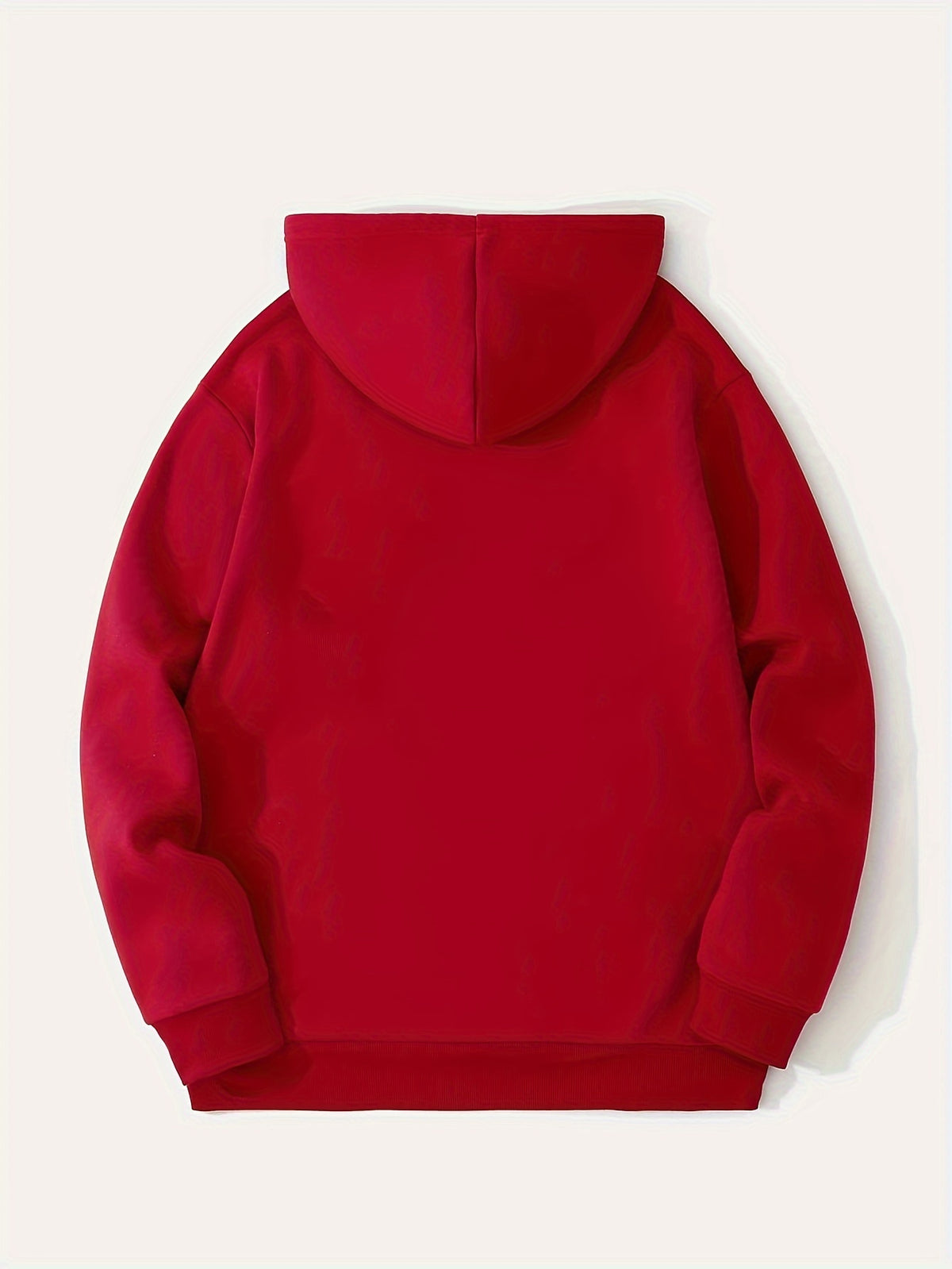 Men's -Lined Hooded Sweatshirt, Casual Versatile Fashion Streetwear Pullover Hoodie - Red