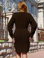 Women's Autumn/Winter Style Elegant Solid Color Versatile Sweater Dress - Coffee Color