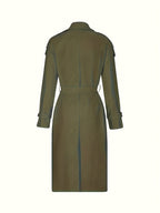 Women'S Autumn Winter Casual Temperament Solid Color Trench Coat Mid-Length Outerwear - Olive Green