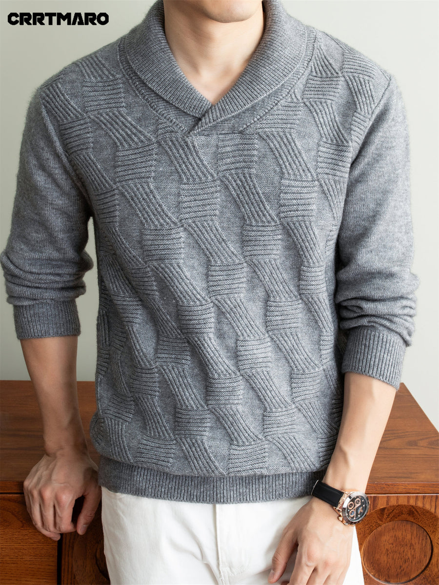 Men's Heavyweight Thick -Neck Sweater - Warm Winter Pullover Sweater Suitable for Fall & Winter, Casual Layering Top, Solid Color Regular Fit Sweater for Office, Outdoor, Casual Attire, Hand Washable Thick Sweater - Light Grey