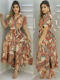 Women's New Elegant Tie Shirt Dress - Casual Dress, Front Bow Detail, Boho Style, Paisley Print, Spring & Summer Vacation - Mixed colors