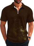 Men's Business Casual Waffle Knit Polo Shirt - Half-Zip Lapel Collar Short Sleeve, Lightweight Breathable Summer Office Top with Short Sleeves Suitable for Work Commute, -Casual Wear, Machine Washable Waffle Texture - Mixed colors