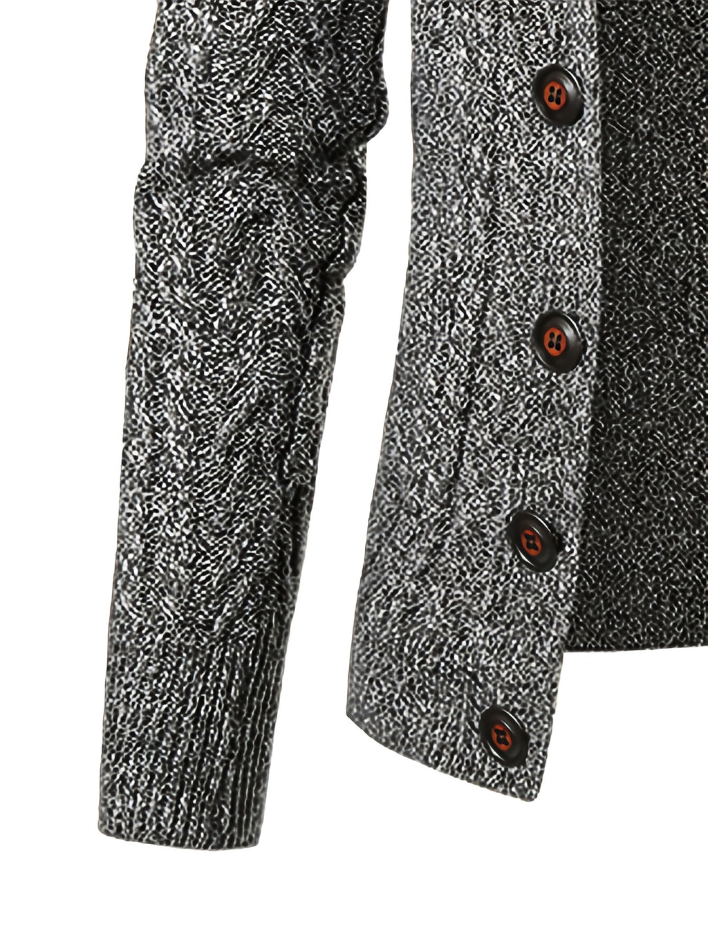 Men'S New Autumn Winter Solid Color Single-Breasted Twisted Flower V-Neck Cardigan, Fashionable, Casual, Versatile, Skin-Friendly, Comfortable, Smooth, Trendy, Slim Fit, Long Sleeved, Warm, Durable, Sporty And Energetic Knitted Jacket - Dark Gray
