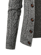 Men'S New Autumn Winter Solid Color Single-Breasted Twisted Flower V-Neck Cardigan, Fashionable, Casual, Versatile, Skin-Friendly, Comfortable, Smooth, Trendy, Slim Fit, Long Sleeved, Warm, Durable, Sporty And Energetic Knitted Jacket - Dark Gray