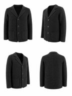 10 Colors Available High-End Style Autumn Winter New British Light Luxury Vintage Cardigan Old Money Style Knit Cardigan Sweater Commuter Autumn Winter Green Fruit Collar Warm Jacket - Black