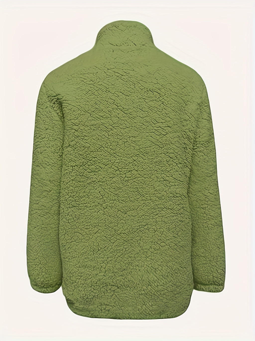 Women'S Faux Small Stand Collar Thick Jacket Coat - Matcha Color