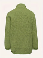 Women'S Faux Small Stand Collar Thick Jacket Coat - Matcha Color