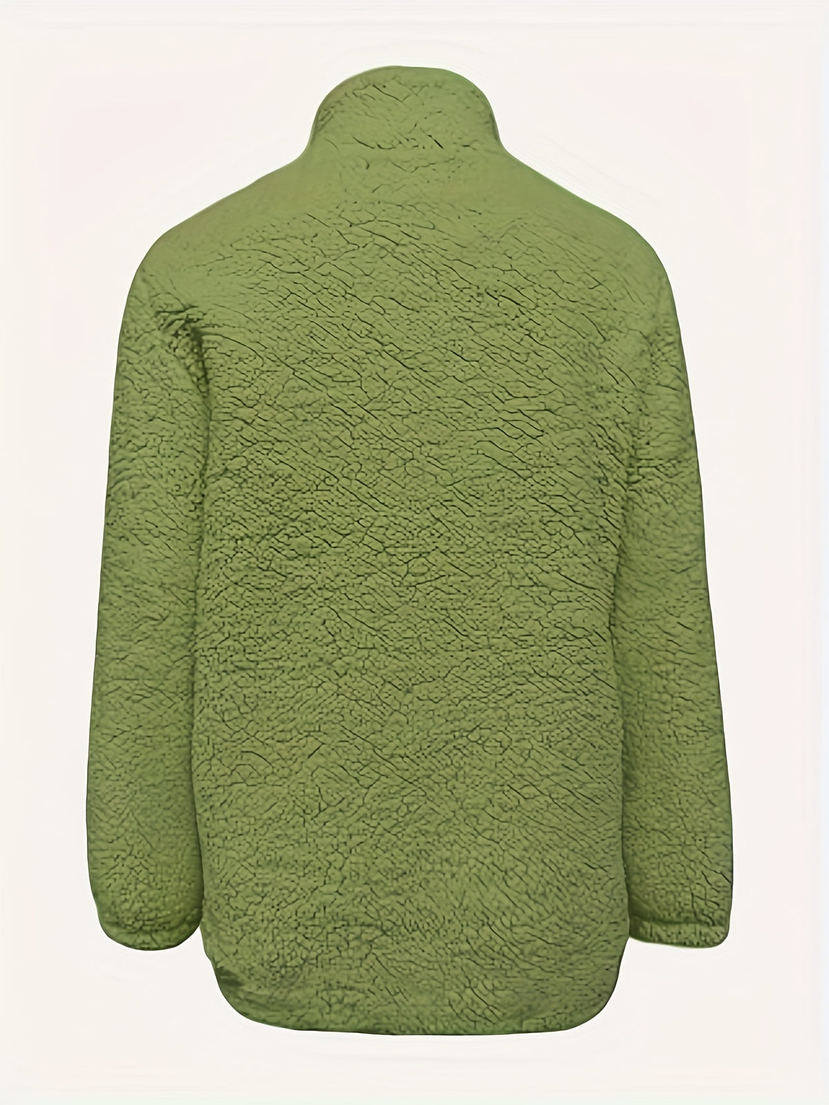Women'S Faux Small Stand Collar Thick Jacket Coat - Matcha Color