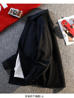 Quality Selected Japanese Retro Plaid Long-Sleeved Shirt, Unisex Versatile Casual Loose Shirt - Black