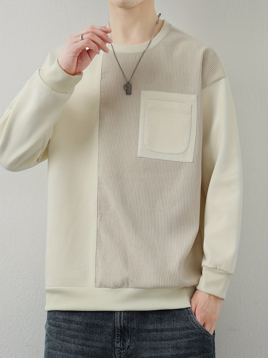 Shulei Water OBM Spring New Men'S Fashion Sweatshirt Round Neck Men'S Pullover Men'S Clothing Men'S Casual Athletic Wear - Apricot