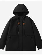 Women's Outdoor Windbreaker Jacket, Stylish Autumn/Winter Outerwear, Casual Loose Windproof Jacket, Fashionable Cardigan Workwear Trench Coat - Black