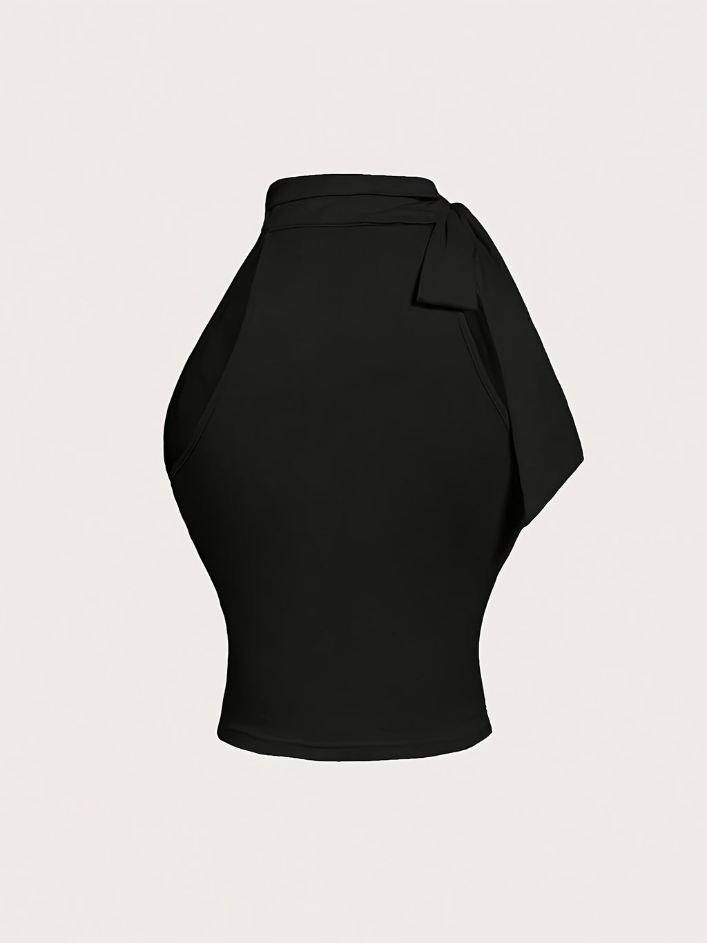 Chic Sleeveless Bodycon Top for Women - Sexy Stand Collar with Ruched Detail, Solid Color Black, Polyester Blend, Perfect for Office & Club Wear, Versatile Fashion | Sexy Sleeveless Top | Polyester Blend - Black