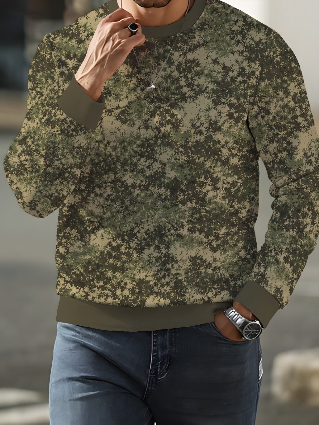Autumn Winter New Men'S Round Neck Sweatshirt, Casual Print Long Sleeve Round Neck Sweatshirt - Mixed colors