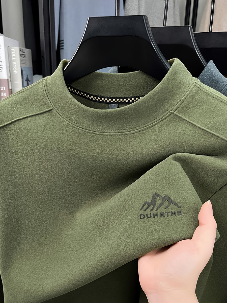 Minimalist Urban Velvet Base Layer for Warmth and Urban Casual Style - Army Green