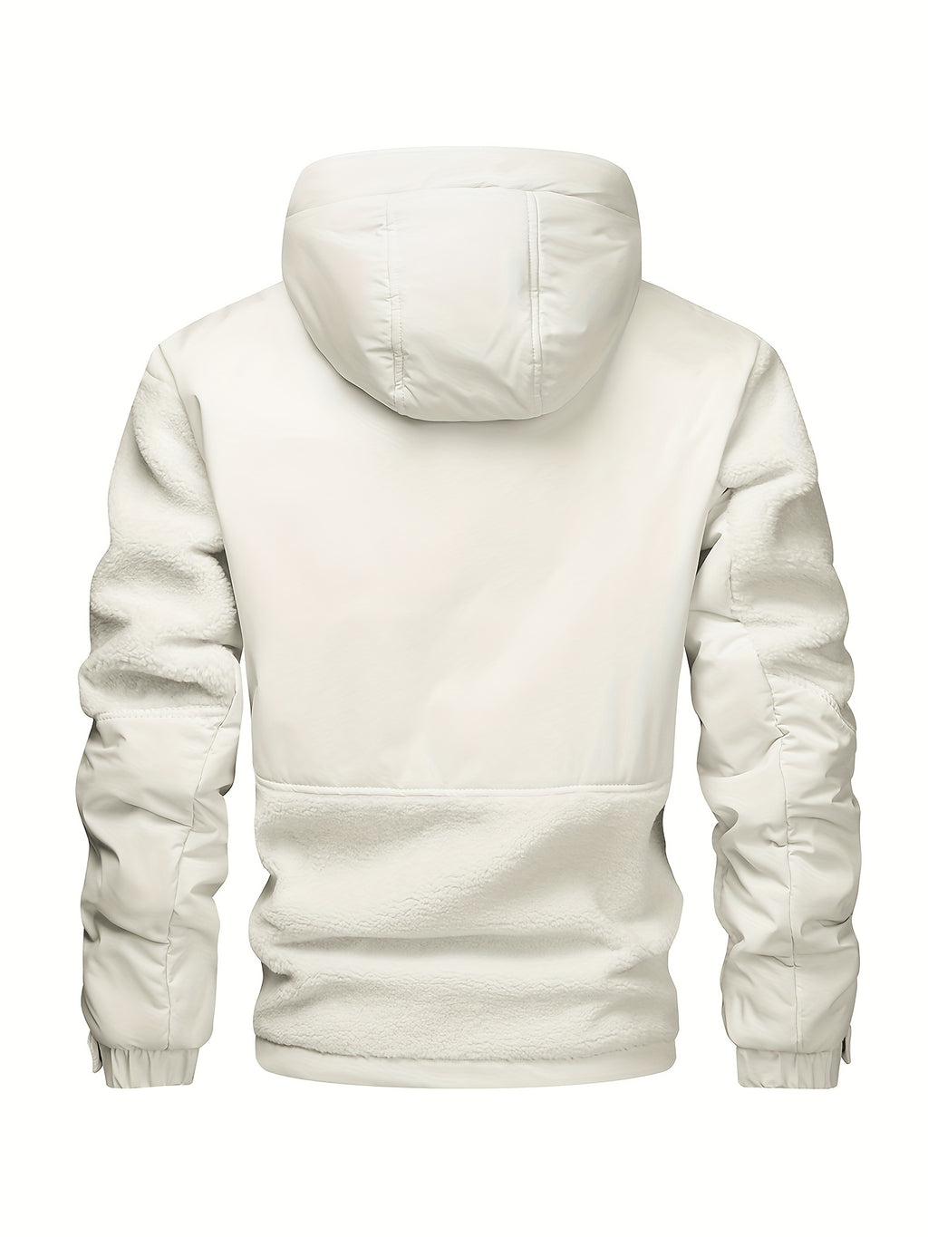 Puffy Hooded Workwear Jacket for Men New Winter Style with Color-Blocked Panels Large Pockets, Machine-Washable Quilted Lining for Warmth Casual Winter Coat - Milky