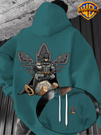 [Officially Licensed by Warner Bros] 1pc, American Dark Batman Hero Throne Portrait Creative Casual Hoodie - Men'S Fashion Sweatshirt with Double-Sided Print, Adjustable Drawstring Loose Comfortable Hoodie, Suitable for Daily And Outdoor Wear - Green