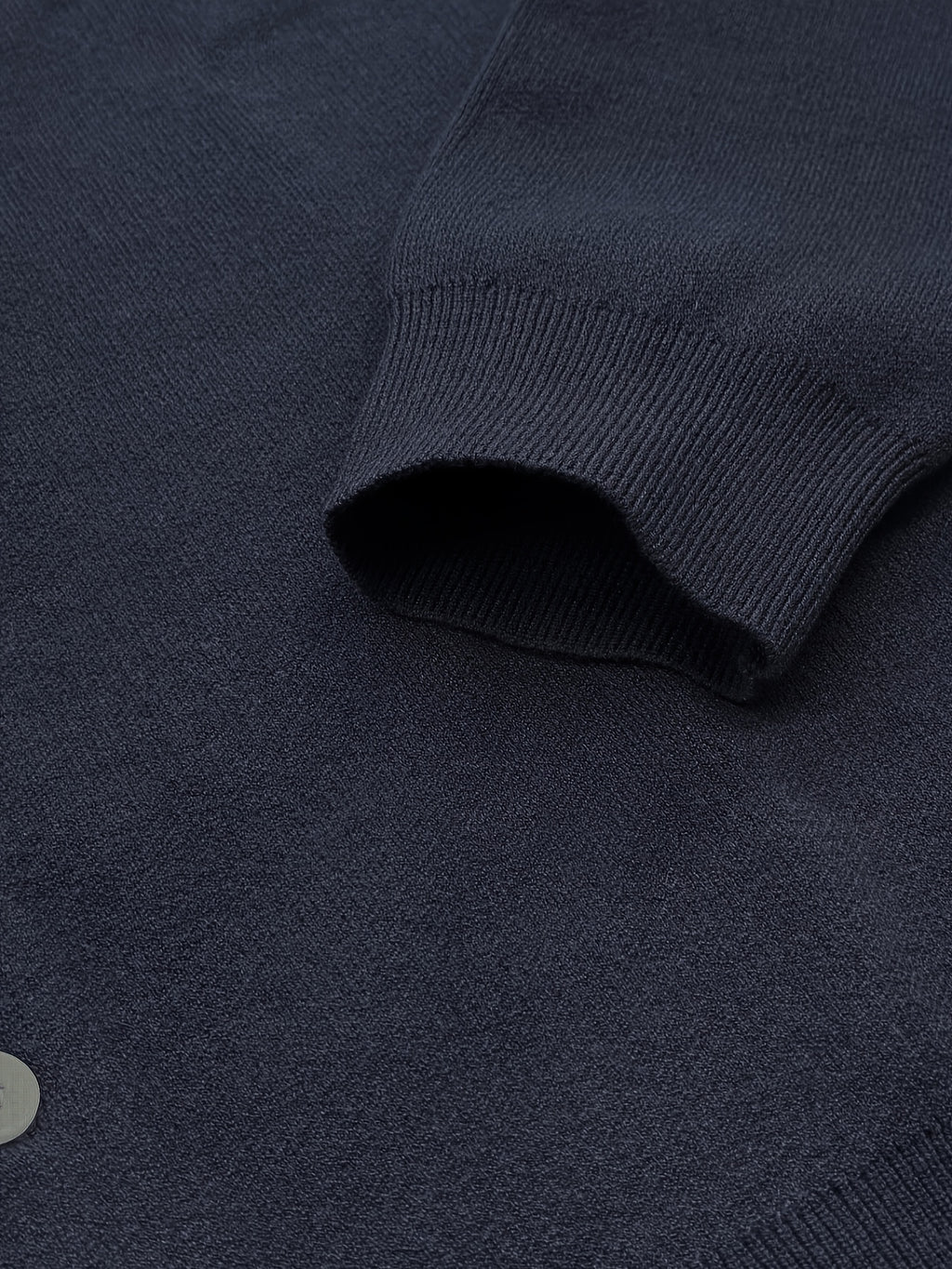 2026 Spring/Autumn New Men'S Solid Color Knit Cardigan, Casual Versatile Trendy Slimming Long Sleeve Temperament Lightly Mature Style Outerwear Top - Navy Color