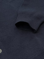 2026 Spring/Autumn New Men'S Solid Color Knit Cardigan, Casual Versatile Trendy Slimming Long Sleeve Temperament Lightly Mature Style Outerwear Top - Navy Color